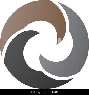 Brown and Black Wave Shaped Letter O Icon on a White Background Stock Vector