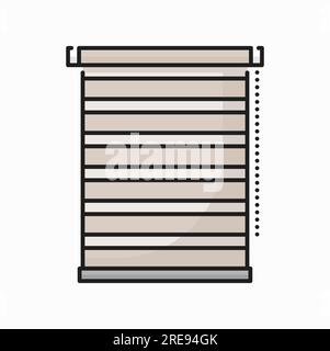 Rolled window shade, window venetian blinds, jalousie curtain isolated outline icon. Vector plastic louver shades for office or house interior design Stock Vector