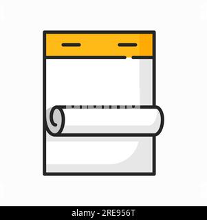 Calendar blank page, notebook planner, notepad mockup color outline icon. Vector tear-off paper agenda template, planning diary sticker line art design Stock Vector