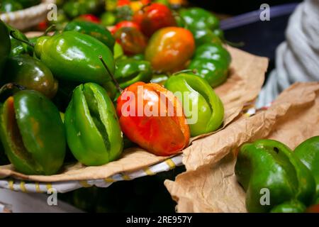 Rocotos are Peruvian chilies native to the Andean region of Arequipa. Stock Photo