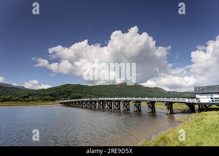Penmaenpool toll bridge on the river Mawddach, Wales Stock Photo