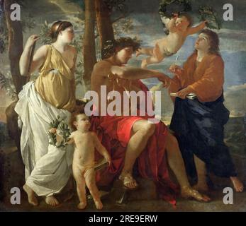 Poussin, Nicolas (1594 les Andelys - 1665 Rome) -- Poet’s inspiration 1630, 183х213 Stock Photo