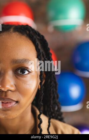 Half portrait of african american casual businesswoman in office Stock Photo