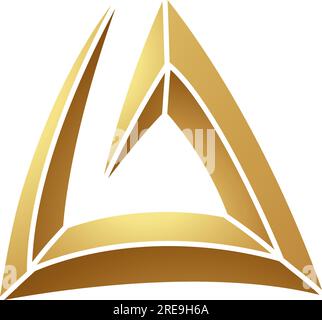 Golden Triangular Spiral Letter A Icon on a White Background Stock Vector