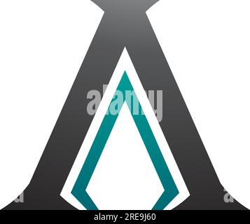 Black and Green Pillar Shaped Letter A Icon on a White Background Stock Vector