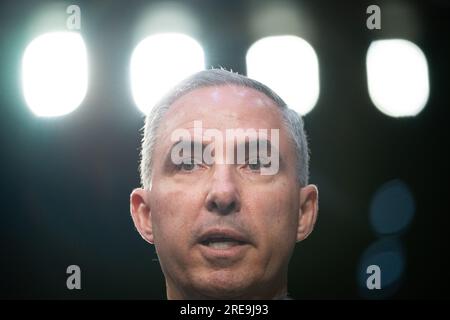 Washington, USA. 26th July, 2023. Space Force Lt. Gen. Stephen N. Whiting, President Biden's nominee to serve as Commander of the United States Space Command, testifies during Senate Armed Services Committee nomination hearing, at the U.S. Capitol, in Washington, DC, on Wednesday, July 26, 2023. (Graeme Sloan/Sipa USA) Credit: Sipa USA/Alamy Live News Stock Photo