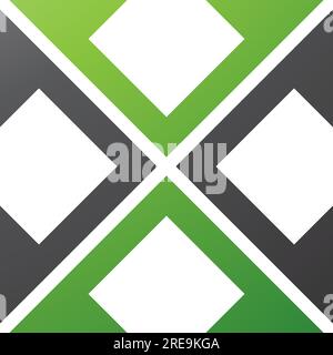 Green and Black Arrow Square Shaped Letter X Icon on a White Background Stock Vector