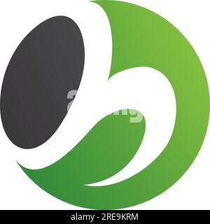 Green and Black Circle Shaped Letter H Icon on a White Background Stock Vector