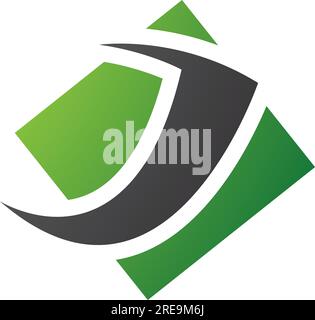 Green and Black Diamond Square Letter J Icon on a White Background Stock Vector