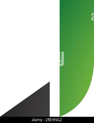 Green and Black Letter J Icon with a Triangular Tip on a White Background Stock Vector