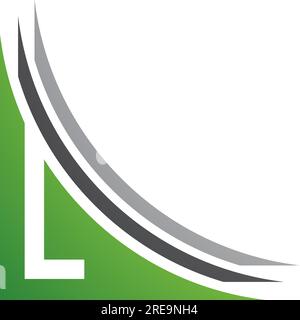 Green and Black Letter L Icon with Layers on a White Background Stock Vector