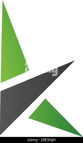 Green and Black Letter K Icon with Triangles on a White Background Stock Vector