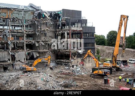 Demolition of the former Royal Bank Of Scotland offices on Dundas Street in Edinburgh's New Town. Stock Photo