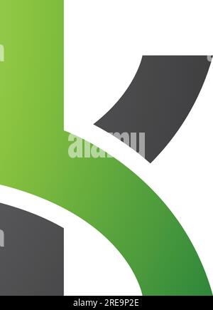 Green and Black Lowercase Letter K Icon with Overlapping Paths on a White Background Stock Vector