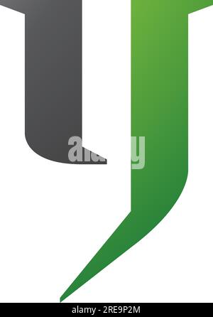 Green and Black Lowercase Letter Y Icon on a White Background Stock Vector