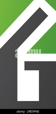 Green and Black Rectangular Letter G or Number 6 Icon on a White Background Stock Vector