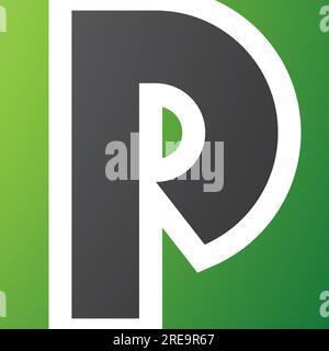 Green and Black Square Letter P Icon on a White Background Stock Vector