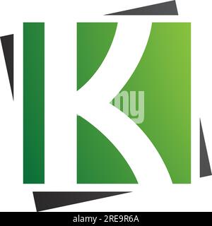 Green and Black Square Letter K Icon on a White Background Stock Vector
