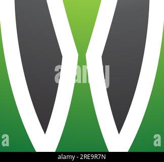 Green and Black Square Shaped Letter W Icon on a White Background Stock Vector