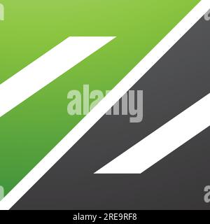 Green and Black Triangular Square Shaped Letter Z Icon on a White Background Stock Vector