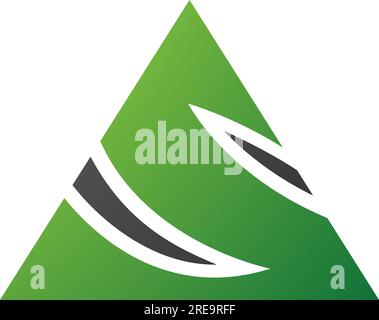 Green and Black Triangle Shaped Letter S Icon on a White Background Stock Vector