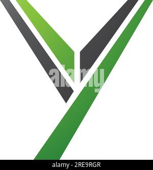 Green and Black Uppercase Letter Y Icon on a White Background Stock Vector