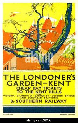 vintage reproduction railway travel posters Stock Photo