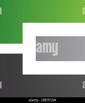 Green Black and Grey Rectangular Letter E Icon on a White Background Stock Vector
