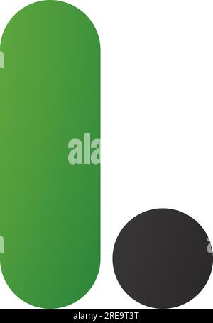 Green and Black Rounded Letter L Icon on a White Background Stock Vector