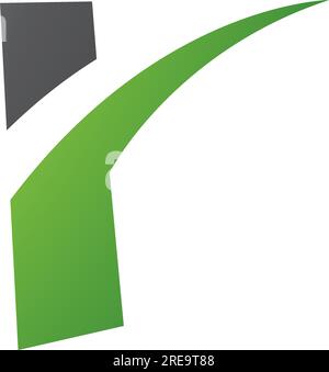 Green and Black Spiky Shaped Letter R Icon on a White Background Stock Vector