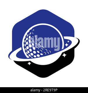 Planet golf and cloud shape vector logo design. Golf ball and planet vector logo design template. Stock Vector