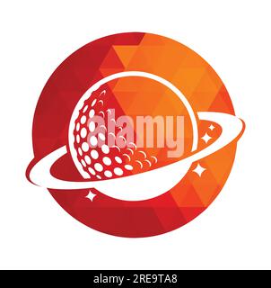 Planet golf and cloud shape vector logo design. Golf ball and planet vector logo design template. Stock Vector