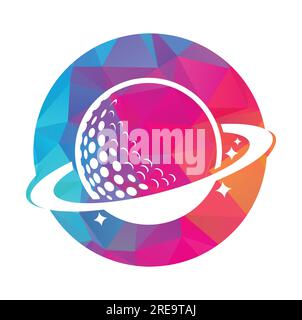 Planet golf and cloud shape vector logo design. Golf ball and planet vector logo design template. Stock Vector