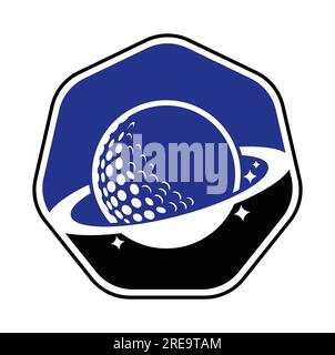 Planet golf and cloud shape vector logo design. Golf ball and planet vector logo design template. Stock Vector