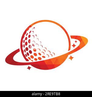 Planet golf and cloud shape vector logo design. Golf ball and planet vector logo design template. Stock Vector