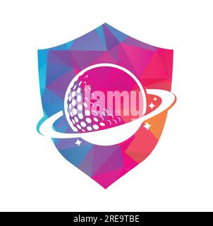 Planet golf and cloud shape vector logo design. Golf ball and planet vector logo design template. Stock Vector