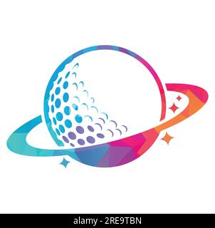 Planet golf and cloud shape vector logo design. Golf ball and planet vector logo design template. Stock Vector