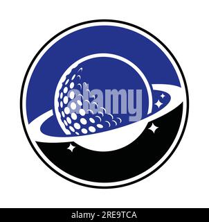 Planet golf and cloud shape vector logo design. Golf ball and planet vector logo design template. Stock Vector