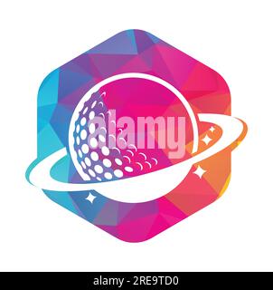 Planet golf and cloud shape vector logo design. Golf ball and planet vector logo design template. Stock Vector