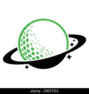 Planet golf and cloud shape vector logo design. Golf ball and planet vector logo design template. Stock Vector