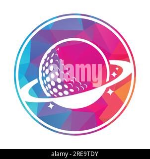 Planet golf and cloud shape vector logo design. Golf ball and planet vector logo design template. Stock Vector
