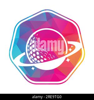 Planet golf and cloud shape vector logo design. Golf ball and planet vector logo design template. Stock Vector