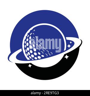 Planet golf and cloud shape vector logo design. Golf ball and planet vector logo design template. Stock Vector