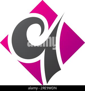 Magenta and Black Diamond Shaped Letter Q Icon on a White Background Stock Vector