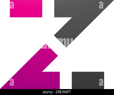 Magenta and Black Dotted Line Shaped Letter Z Icon on a White Background Stock Vector