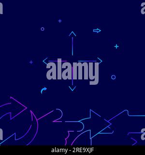 Expand arrow, fullscreen gradient line vector icon, simple illustration on a dark blue background, YYY related bottom border. Stock Vector