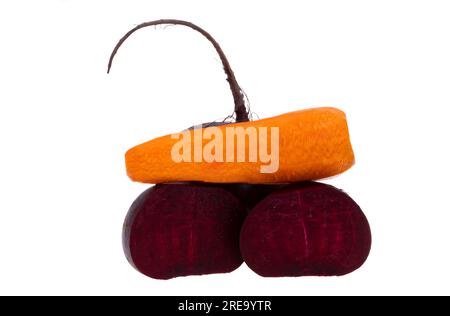 beetroot with carrots isolated on white background Stock Photo