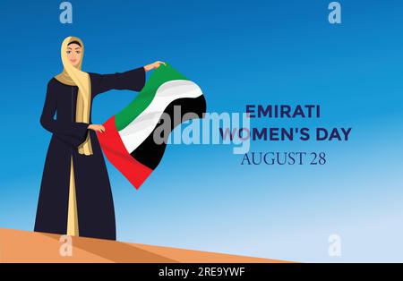 Emirati Women's Day, Emirates Women's Day, and International Women's Day celebrate Arab Women, United Arab Emirates National Day, UAE Flag Day Stock Vector