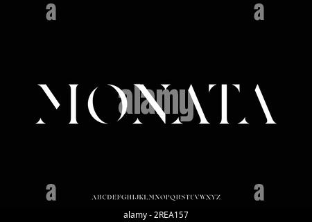 Abstract elegant serif stencil type alphabet display font vector. Unique typography style Stock Vector