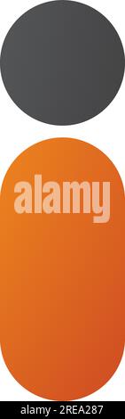 Orange and Black Abstract Round Person Shaped Letter I Icon on a White Background Stock Vector